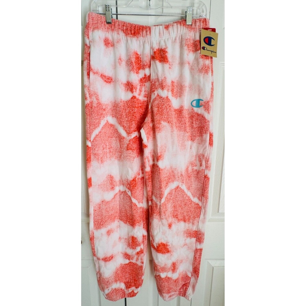 Champion Tie Dye Sweatpants Coral & White Joggers Loose‎ Fit Women's Size M